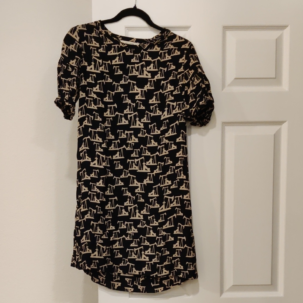 Nili Lotan Black and White Puff Sleeve Mini Dress